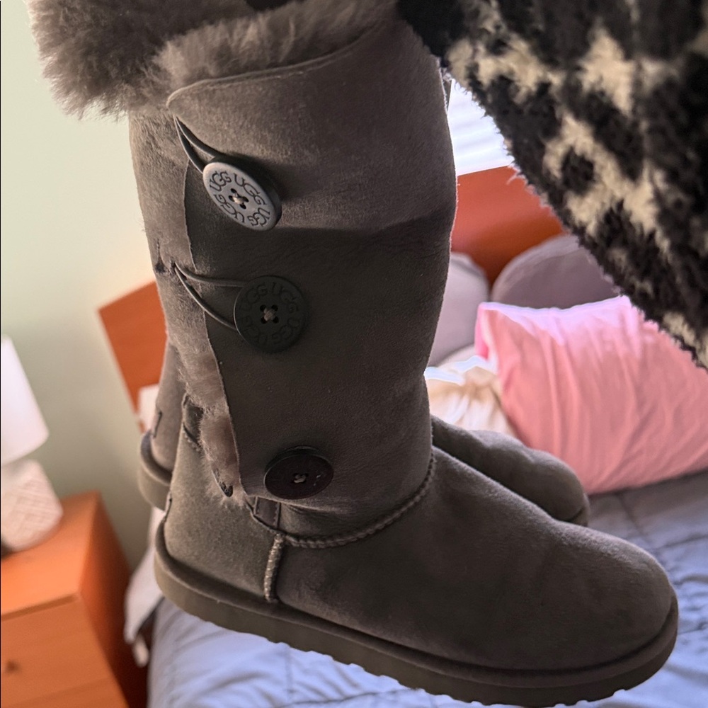 UGG Gray Buttoned Winter Boots
